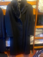Black Faux Fur Collar Petite Ladies Long Winter Formal Coat