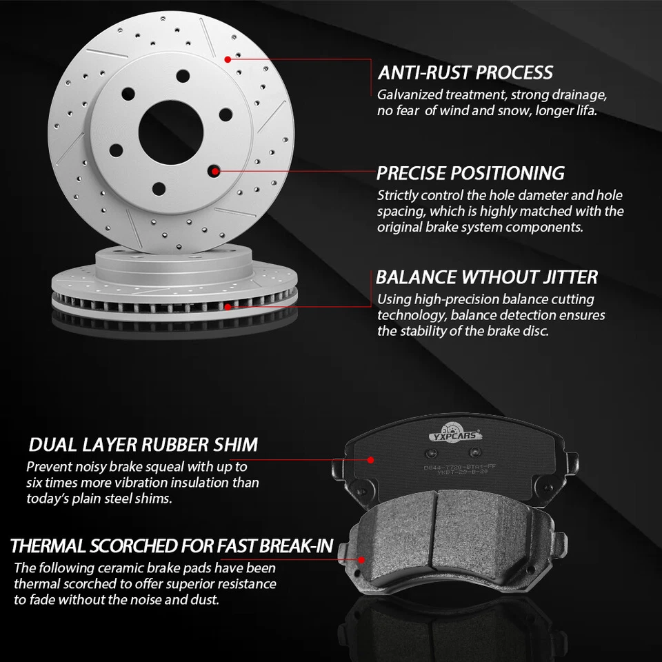 Front Rear Disc Brake Rotors + Ceramic Pads for 2005 - 2012 Nissan Pathfinder - Image 3 of 4
