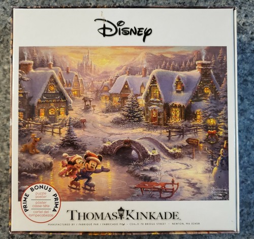 Thomas Kinkade MICKEY AND MINNIE SWEETHEART HOLIDAY 1000 piece puzzle COMPLETE - Picture 2 of 6