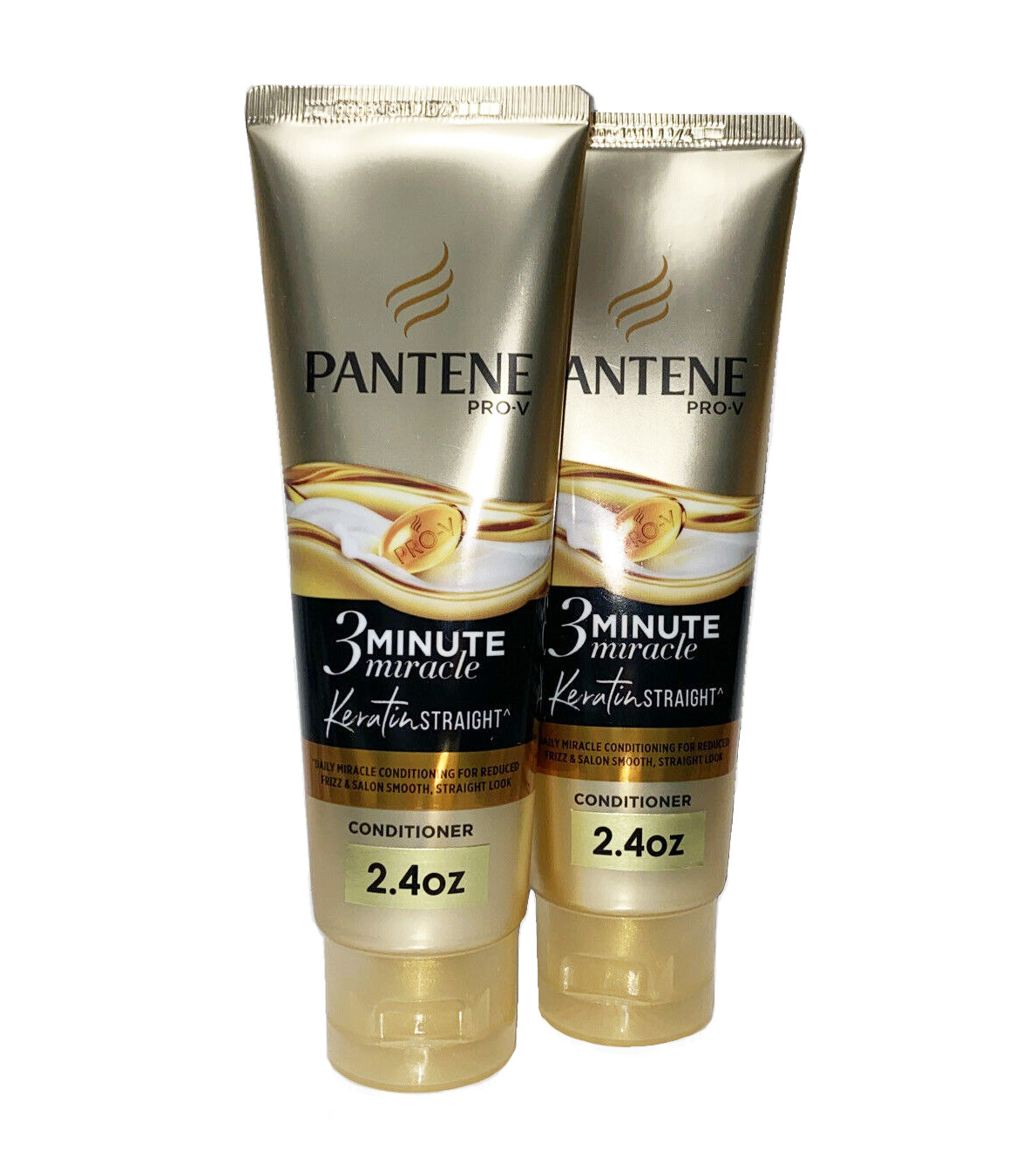 2 X Pantene ProV 3Minute Miracle Conditioner Keratin Straight 70ml/2