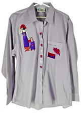 NWT Las Olas Women's XL Red Hat Society Long Sleeved Button Up Dress Shirt $50