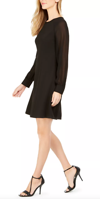 calvin klein illusion-sleeve a-line dress Calvin Klein Illusion-Sleeve A-Line Dress Black L74423 Womens Size US 16L74424