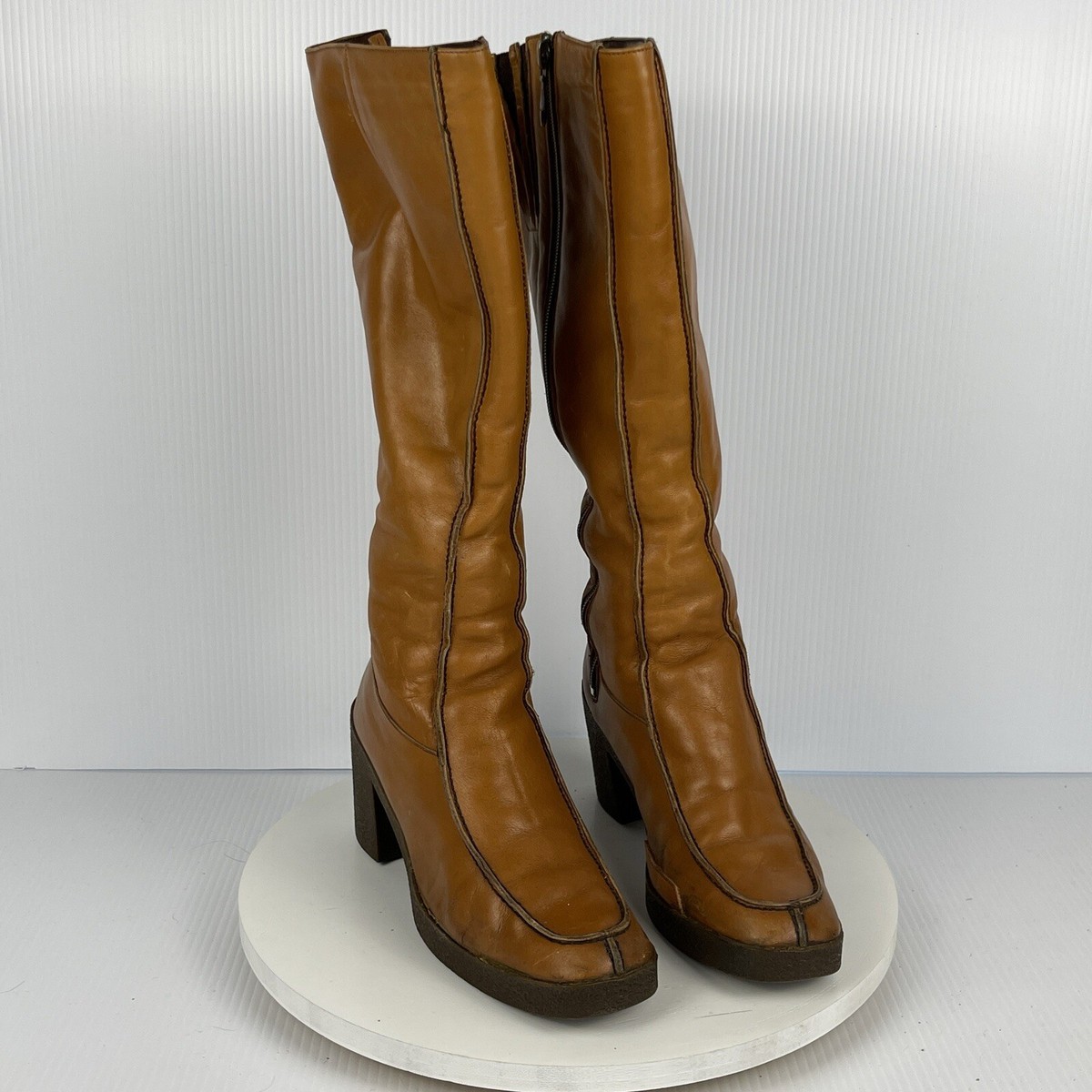 Bally Vintage 70's Honey Yellow Leather Side Zip 206553 7.5