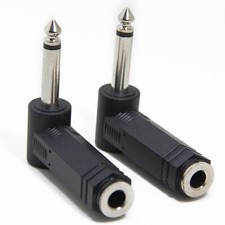 2 Pack 1/4" Right Angle Male to 1/4" Female Adapter for Bottom Plug Guitar