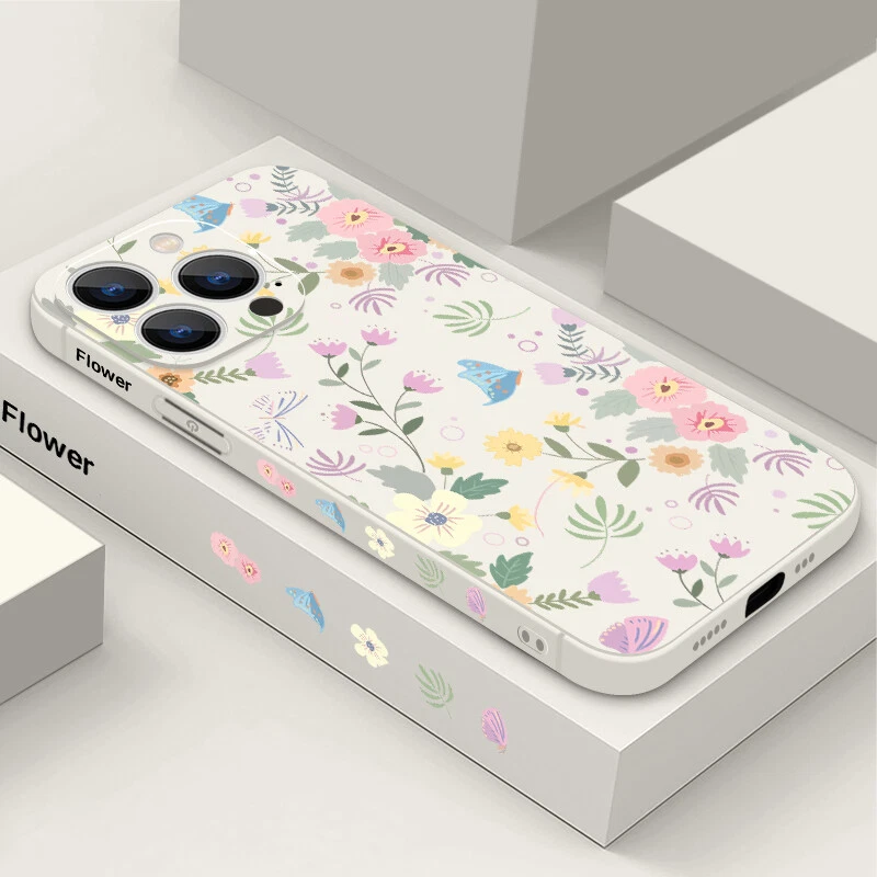 Phone Case For iPhone 16 15 Pro Max 14 13 12 11 8 XS Silicone Flowers Slim Cover Phone Case For iPhone 16 15 Pro Max 14 13 12 11 8 XS Silicone Flowers Slim Cover