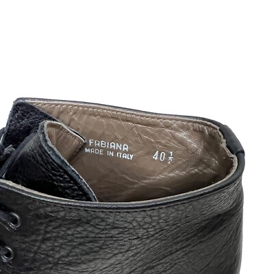 Bally Fabiana Chukka Boot Black Pebbled Leather Lace Up Square Moc Toe Men 40.5 Bally Fabiana Chukka Boot Black Pebbled Leather Lace Up  main image 4