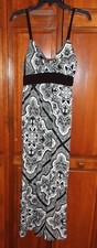 Heart & Soul Black White Sleeveless Maxi Dress - Braided Straps/Padded Cups - M