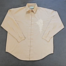 Vintage Emporio Gitano Womens Shirt Beige XL Embroidered Double Button Retro 90s