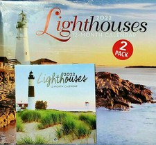 2 pack Of 2022 Lighthouses Calendars 12 Month-Wall 12" X 22" Mini 6" X 12"
