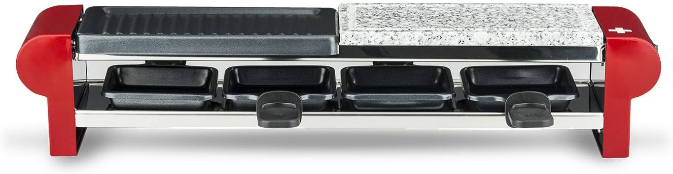 Grill raclette en granit naturel et châssis robuste 4 coupelles