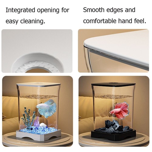 Removable Desktop Fish Bowl Acrylic Mini Goldfish Tank For Shrimp Clownfish - Picture 6 of 10