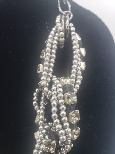 Banana Republic Womens Necklace Crystal Beaded Black Silver 12" Whimsygoth Y2K - Picture 3 of 9