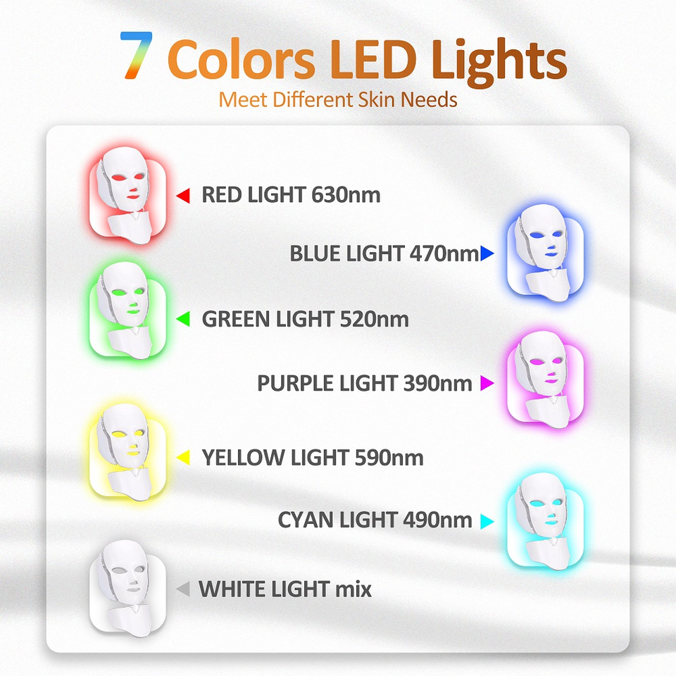 7 Color Light Therapy Face LED Face Mask Light Therapy Mask for Facial