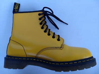 DOC DR. MARTENS YELLOW LOGO BOOTS SMOOTH LEATHER RARE UNISEX SIZE