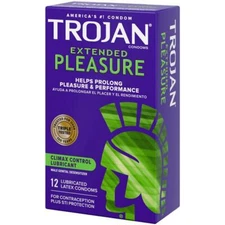 Trojan Extended Pleasures Climax Control Lubricated Condoms + Brass Pocket Case