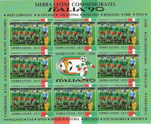 Sierra Leone 1990 Commemorates Italia '90 (CAMEROONS Football Team) Sheetlet MNH