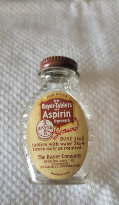 Early 1900s Bayer Tablets of Aspirin Bottle Sterling Drug Inc NY NY