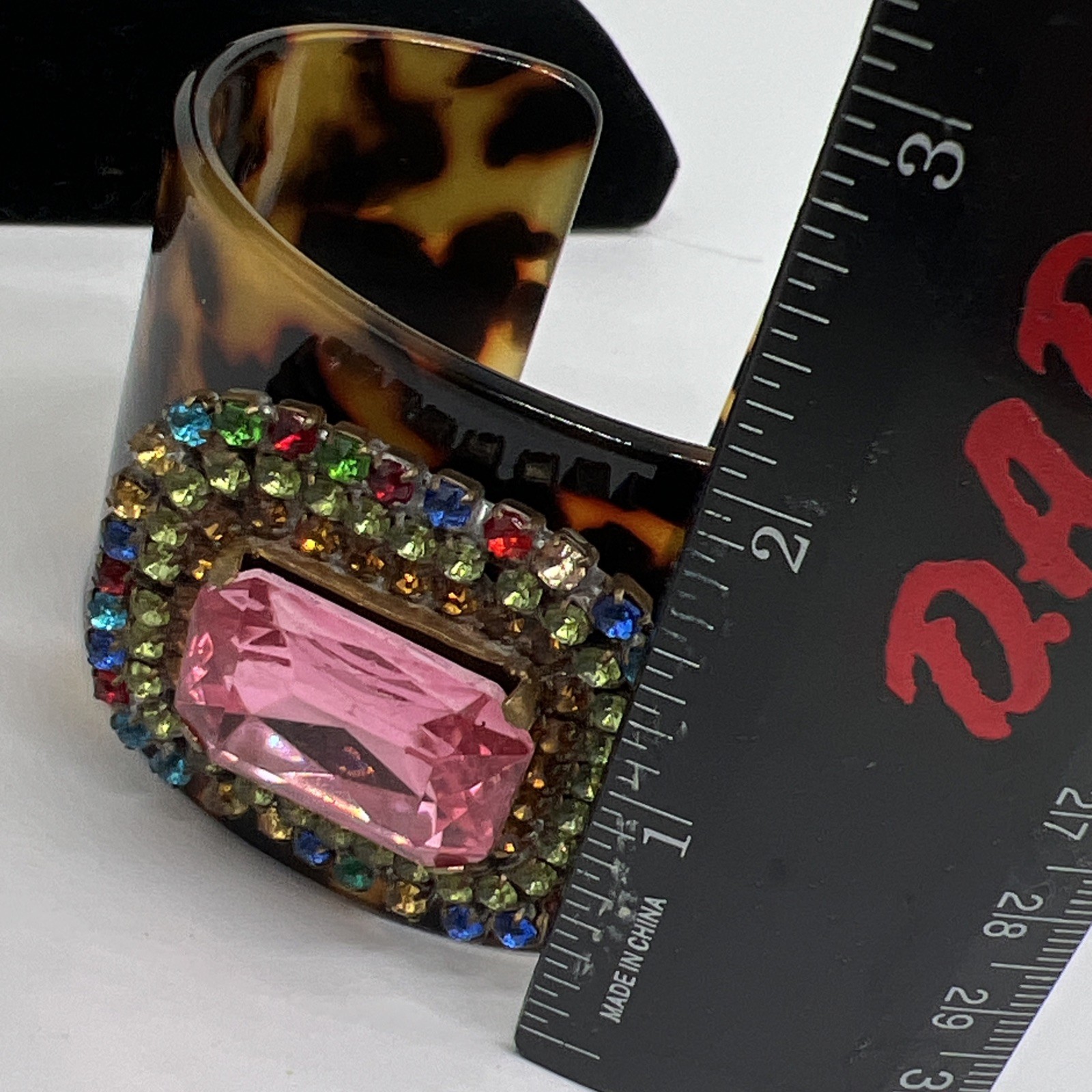 Multi Color Rhinestone Crystal Tortoise Resin Ope… - image 4