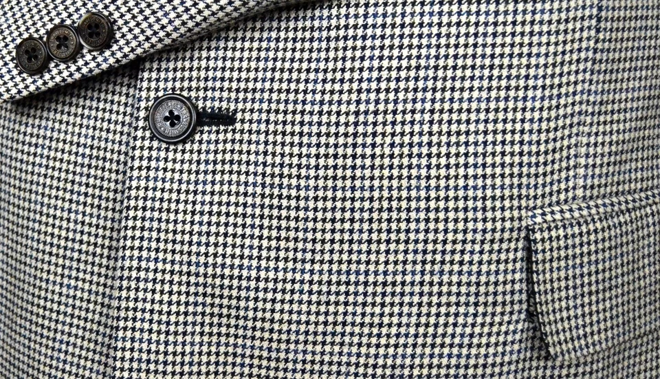 Llamativo abrigo deportivo de mezcla de seda pata de gallo negro y gris (talla 42L) de TravelSmith Foto 3 de 4