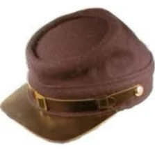 CIVIL WAR CONFEDERATE DARK BROWN WOOL PEEK OFFICER KEPI CAP-ALL SIZES