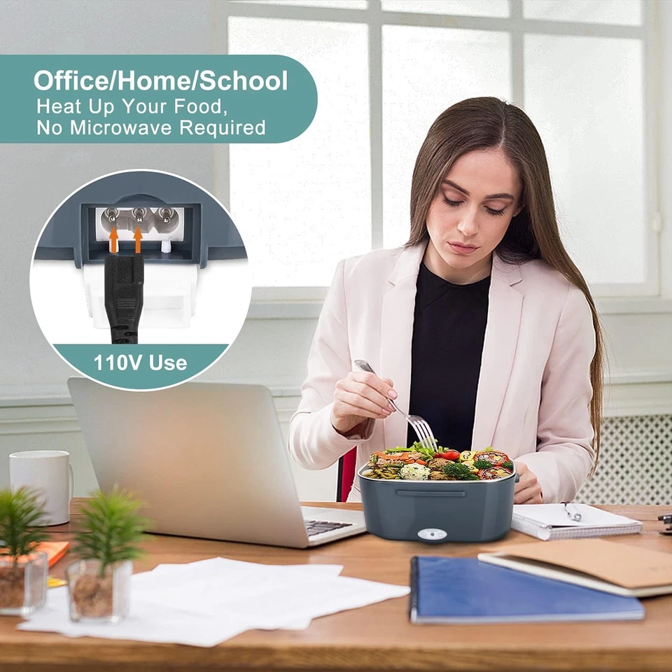 Электрический ланч-бокс нагреватель пищи 3 в 1 портативный подогреватель пищи с вилкой, ложкой и входом - Изображение 3 из 4