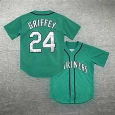 Camiseta deportiva de béisbol para hombre/jóvenes talla número con nombre cosida Ken Griffey Jr. 24#
