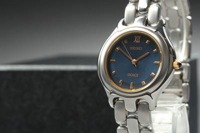 Vintage 1995 Seiko Dolce 5E31-6E90 Navy Blue HAQ Quartz Mens Watch From JAPAN