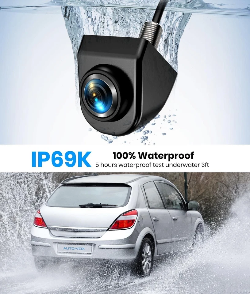 AUTO-VOX 180° Front/Backup Camera, OEM Mini Style, Screw-Free Easy Black - Image 3 of 4