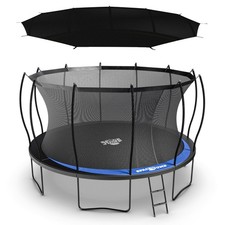 SpaceJump Lunar 14' Trampoline, Outdoor Bouncer with Net and Eclipse Sun Shade