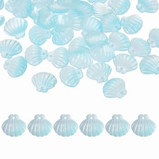 50 Pcs Glass Crystal Bead, Scallop Shape Beads for Jewelry Making, Blue