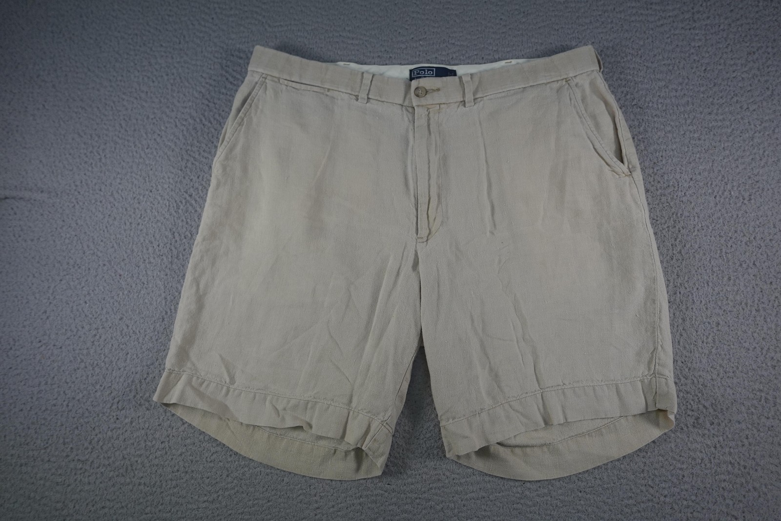 Vintage Polo Ralph Lauren Linen Shorts Mens 38 Beige Chino Preppy 8.5 inseam