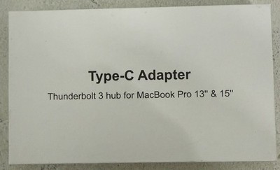 Type-C Adapter Thunderbolt 3 Hub MacBook Pro 13  & 15 