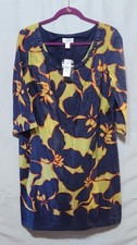 NWT Loft Women's Size 10 Floral Tropical Leaf Print 3/4 Sleeve Mod Dress