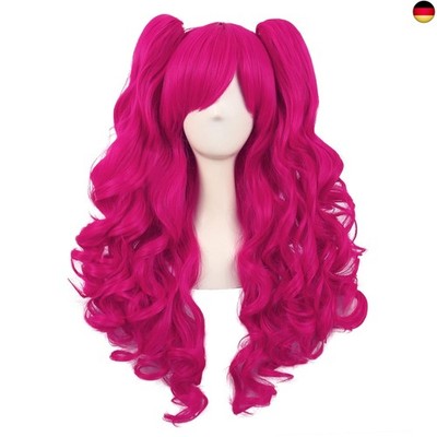 28 Zoll/70 cm Lolita Lange Lockige 2 Pferdeschwanz 1 Perücke Cosplay Perücke (he