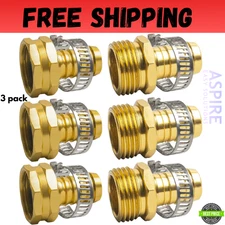 5/8" Garden Water Hose Connector Repair Mender Kit Ends Fittings Clamp Aluminum