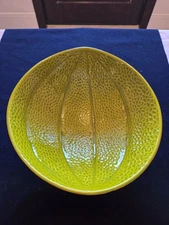 Vintage California Pottery Green Melon Bowl Mid-Century Modern #2716 USA Stamped