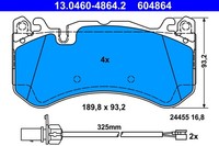 Bremsbelagsatz FÜR Audi A6 C6 (4F2), Audi A6 C6 Avant (4F5) - ATE 13.0460-4864.2