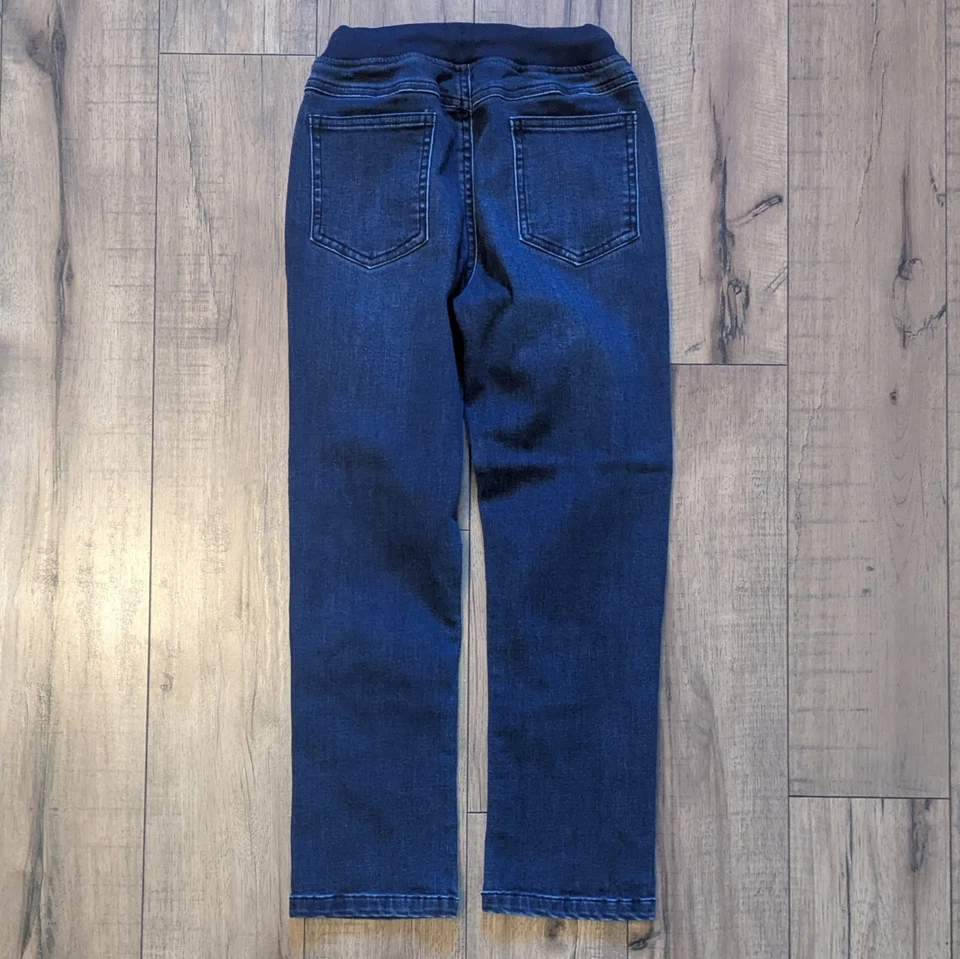 Pantalones de mezclilla Mini Boden elásticos elásticos cintura elástica lavado oscuro talla 8 años Foto 3 de 4