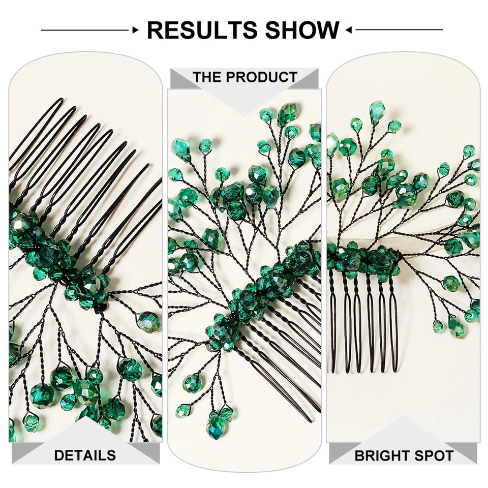 Foglia pettinata pettinata tornante cristallo foglia capelli pettine da sposa - Immagine 3 di 4