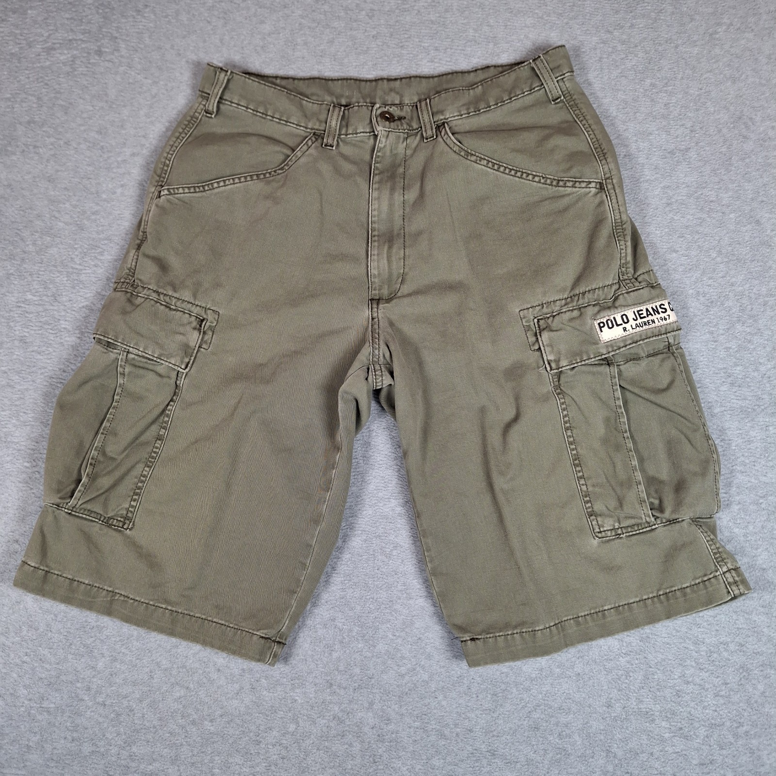 Polo Jeans Co Ralph Lauren Freighter Cargo Shorts Mens 32 Military Green Y2K