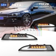 Sequential Clear Led Front Turn Signal Light Drl For 2008-2013 Vw Scirocco Mk3