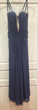 JOVANI Navy Blue Strapless Formal Gown Dress Rhinestone Prom Pageant 4 FREE S&H