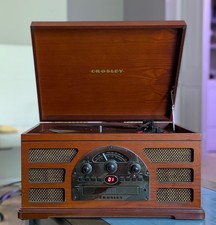 Crosley 5-in-1 Record Player, Turntable, Cassette, CD, AM/FM Radio, Vintage Look