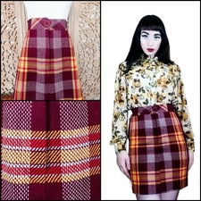 Vintage 1960s Bobbie Brooks Plaid Academia Pencil Tartan Bodycon Mini Skirt