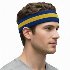 Sweden Country Flag Color Cotton Sports Headband, 1 Piece