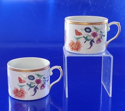 Two (2) Vista Alegre FLAT CUPS Mottahedeh ASHLEY ca 1985-95, Portugal, MINT