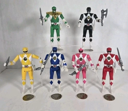 Vtg 1993 Bandai Mighty Morphin Power Rangers Auto Morph Action Figures Complete
