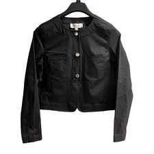 Derek Lam 10 Crosby Jacket Women M Black Cropped Button Front Capsule Minimalist