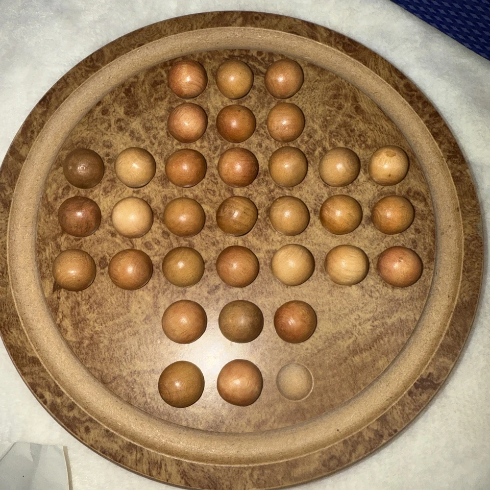 The Classic Collection Wooden Solitaire Game with Wood Marbles, Mint Condition - Image 3 of 4