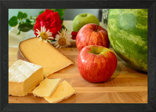 Cheese Plate with Apples and Framed Wall Art Poster Canvas Print Picture